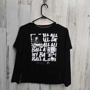 Old Navy Active Boys Black Graphic Long Sleeve Shirt Size Large 10-12